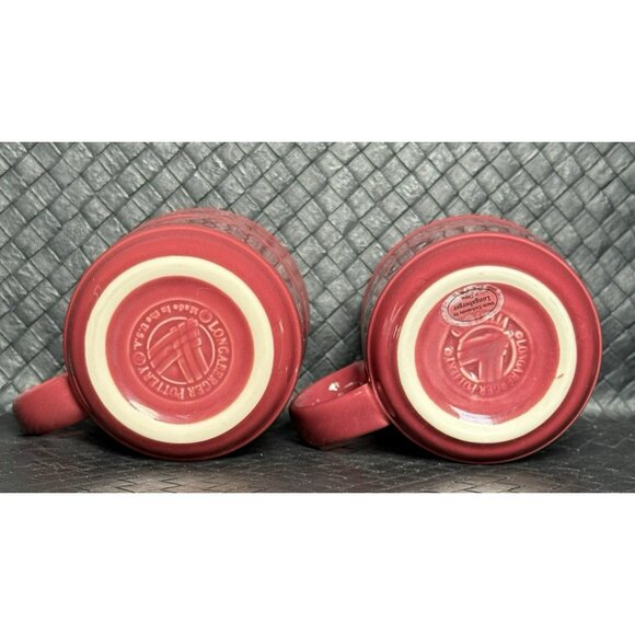 Longaberger Coffee Mugs Red Set Of 2 Ceramic - Picture 7 of 10